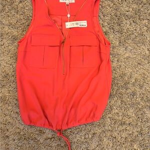 Trina Turk Vibrant Coral Zip-Up Top